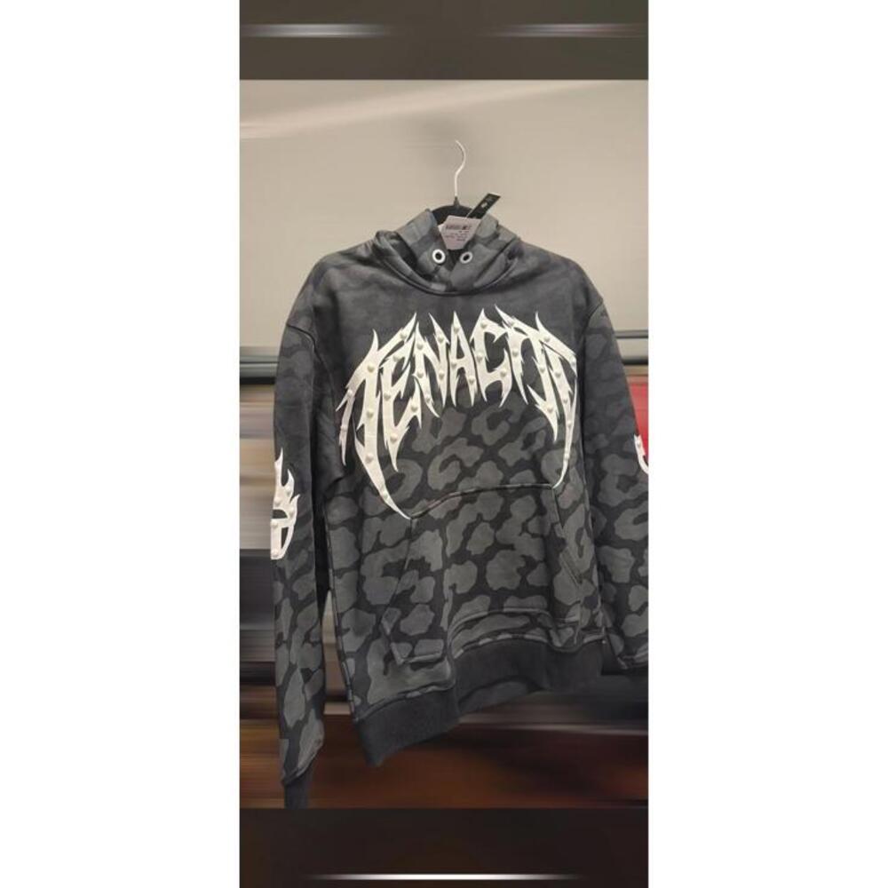 TENACITI Black Hoodie with White Studs - Size S